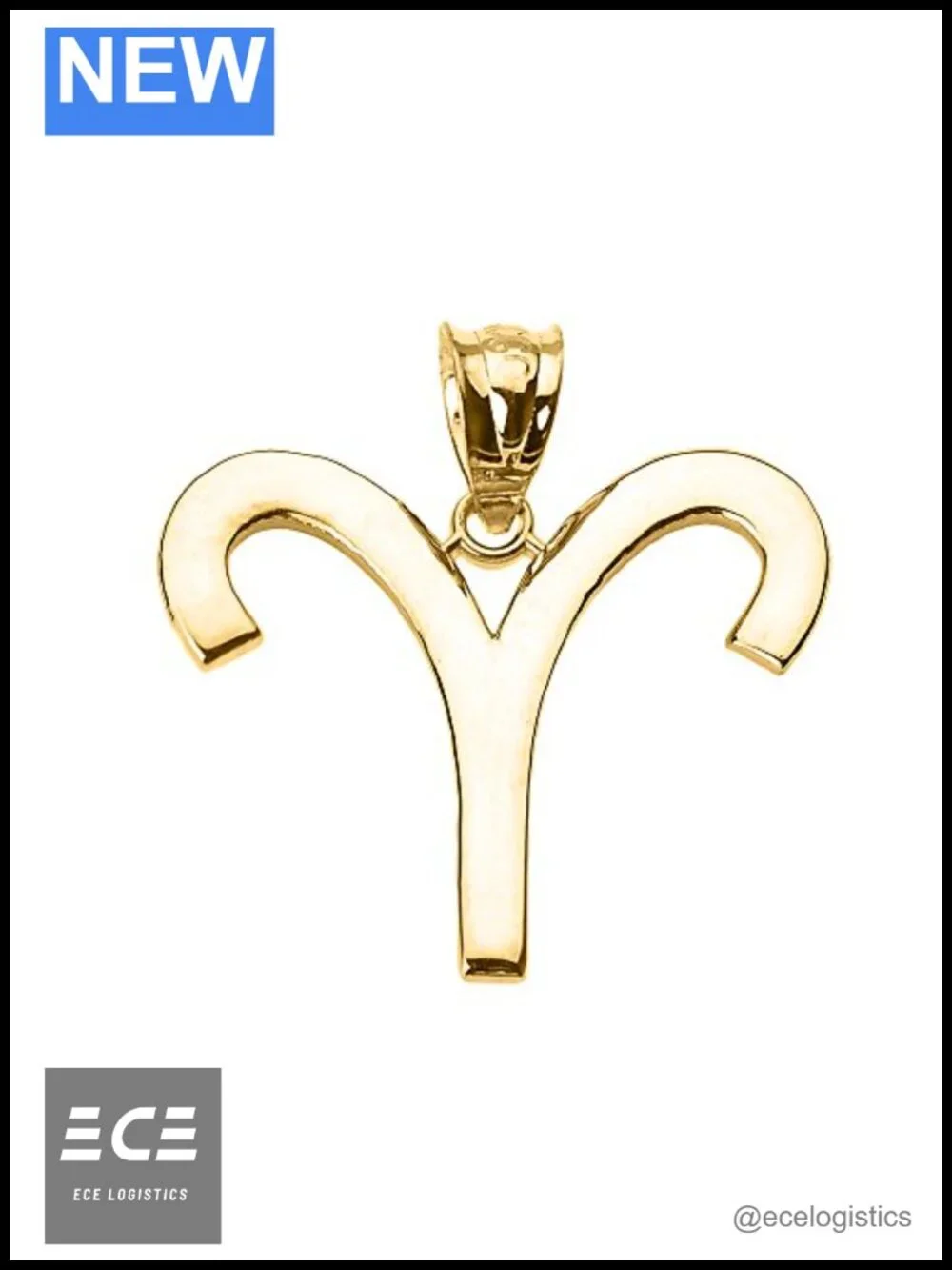 10K Yellow Gold Aries Zodiac Charm Pendant Personalized Jewelry